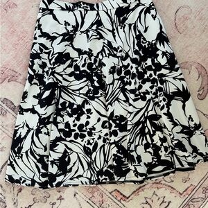 Cynthia Rowley Black & White Floral Skater Skirt